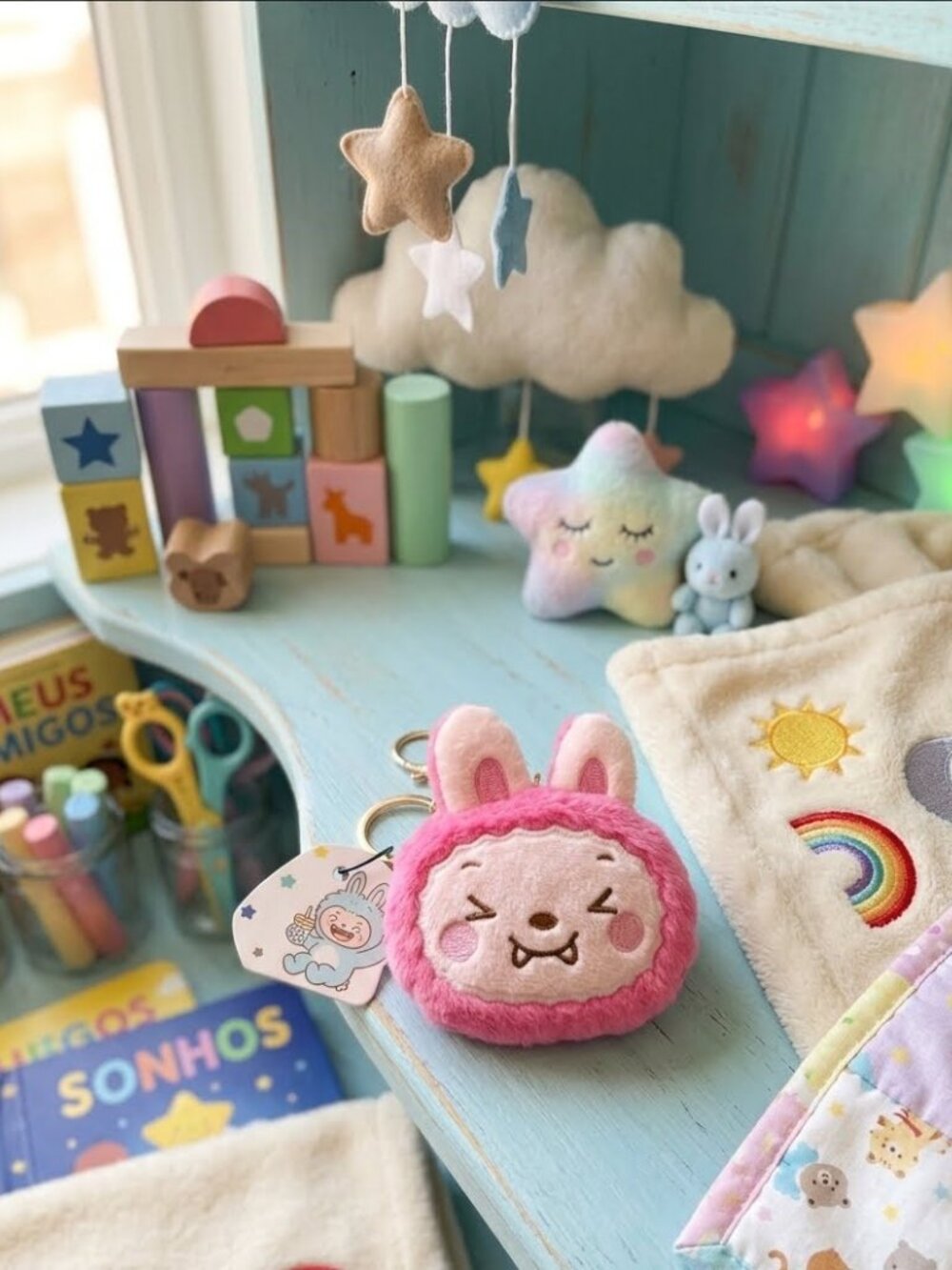 Danbar Global Cutesters Pink Plush Rabbit Keychain Bag Charm